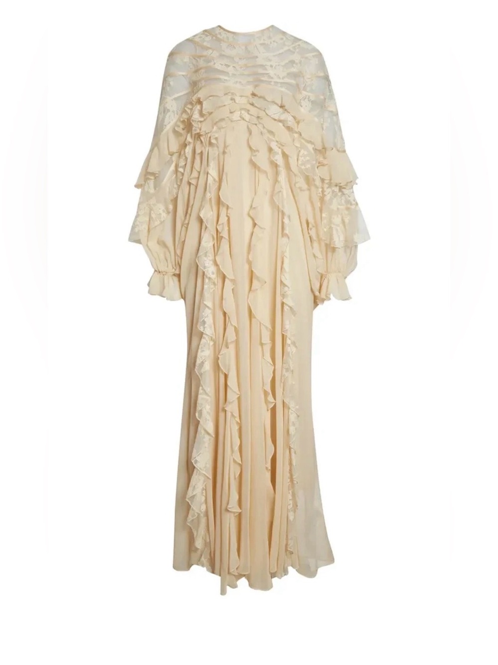 Zimmermann rebellion splice ruffled lace-paneled maxi dress